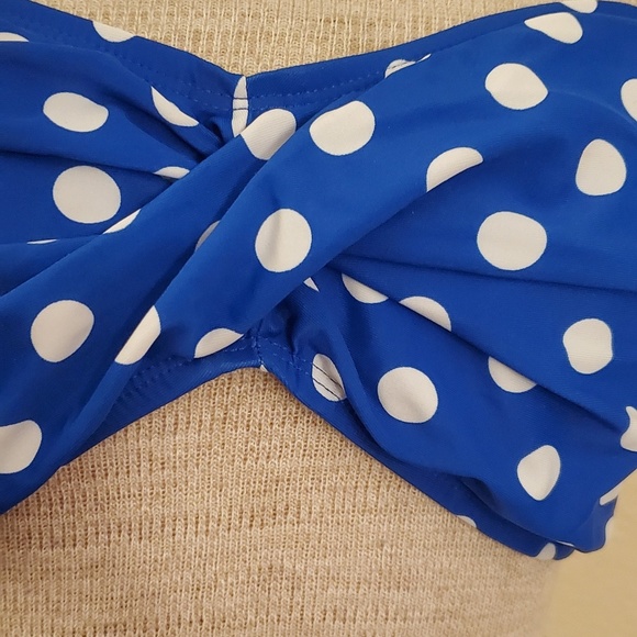 Mossimo blue white polka dot bikini top L - Picture 2 of 5